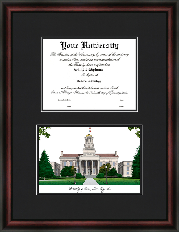 Picture of Campus Images IA995D University of Iowa Hawkeyes Diploma Frame and Campus Art Print