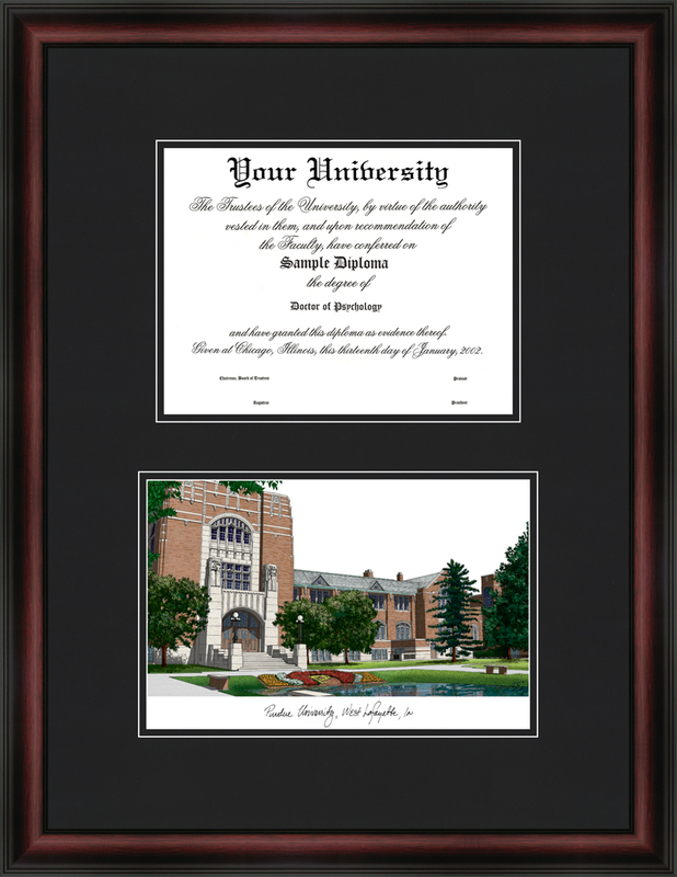IN988D Purdue University Diplomate Lithograph and Diploma Frame