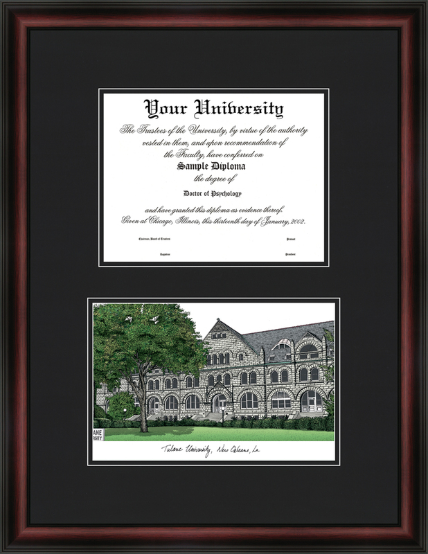 LA995D Tulane University Diplomate Framed Lithograph