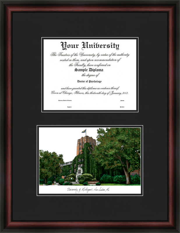 MI982D University of Michigan-Ann Arbor Diplomate Lithograph Frame