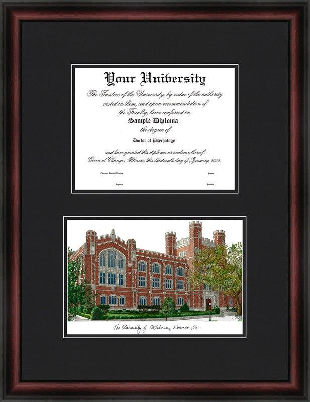 OK998D University of Oklahoma Diplomate Framed Lithograph
