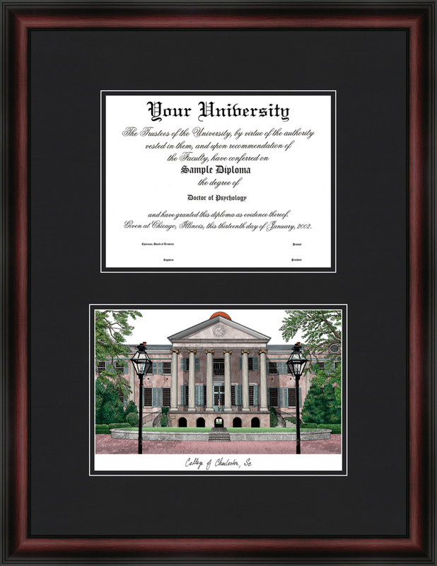 College of Charleston "Diplomate" Lithograph and Diploma Frame