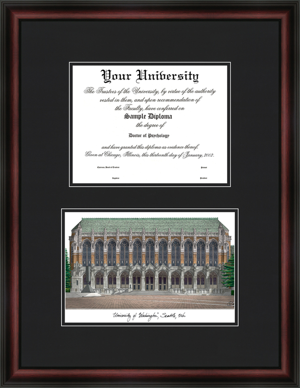 University of Washington "Diplomate" Lithograph and Diploma Frame