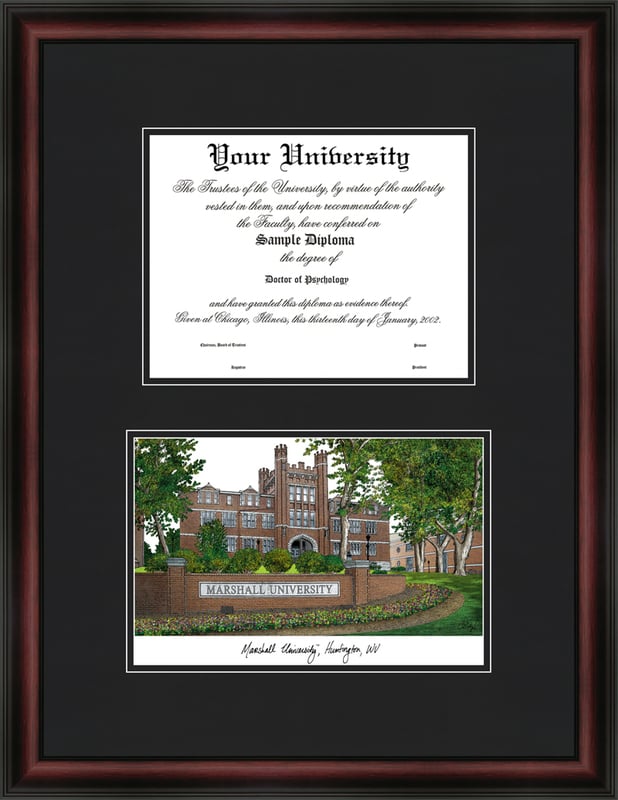 WV999D Marshall University Diplomate Lithograph Frame