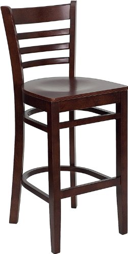 Ladder Back Bar Stool - Mahogany - 29in. - 1 Pack - Heavy Duty