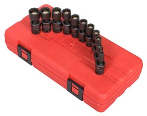 Sunex 1/4" Dr. 12 Pt. 11 Pc. Metric Magnetic Universal Impact Socket Set (1825)