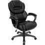 Picture of Flash Furniture GO-901-BK-GG Black Leather Executive Office Chair with Leather Padded Loop Arms