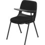 Black Left Side Tablet Arm Chair with Fabric Seat and Back