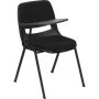 Black Right Side Tablet Arm Chair with Fabric Seat and Back