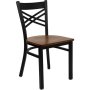 Picture of Flash Furniture XU-6FOBXBK-CHYW-GG Black X Back Metal Chair with Cherry Wood Seat