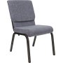 Picture of Flash Furniture XU-CH-60096-BEIJING-GY-GG 18.5&amp;apos;&amp;apos;W Gray Patterned Stacking HERCULES&amp;trade- Church Chair- Gold Vein Frame