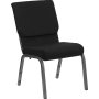 18.5''W Black Stacking HERCULES&trade- Church Chair- Silver Vein Frame Finish