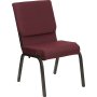 Flash Furniture XU-CH-60096-BYXY56-GG 18.5''W Burgundy Patterned HERCULES&trade- Church Chair- Gol