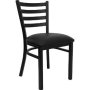Black Ladder Back Metal Chair with Black Vinyl Seat