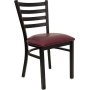 Picture of Flash Furniture XU-DG694BLAD-BURV-GG Black Ladder Back Metal Chair with Burgundy Vinyl Seat