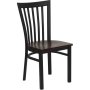 Black Metal Chair with Mahogany Seat - Heavy Duty Design - Commercial Use