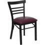 XU-DG6Q6B1LAD-BURV-GG Black Ladder Back Metal Chair with Burgundy Vinyl Seat -  Flash Furniture