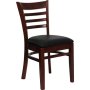 Mahogany Ladder Back Chair - Black Vinyl Seat - Heavy Duty