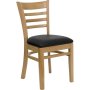 Ladder Back Natural Wood Chair with Black Vinyl Seat