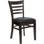 Walnut Ladder Back Chair - Black Vinyl Seat - Heavy Duty