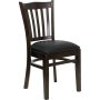 Vertical Slat Back Walnut Wood Chair with Black Vinyl Seat