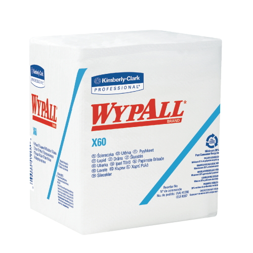 Wypall X60 1/4 Fold Jumbo Roll Wiper- White- 76 Count - Case of 12