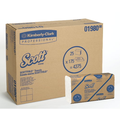 KCC 01960 Scott M-Fold Towel White- 175 Sheets - Case of 25