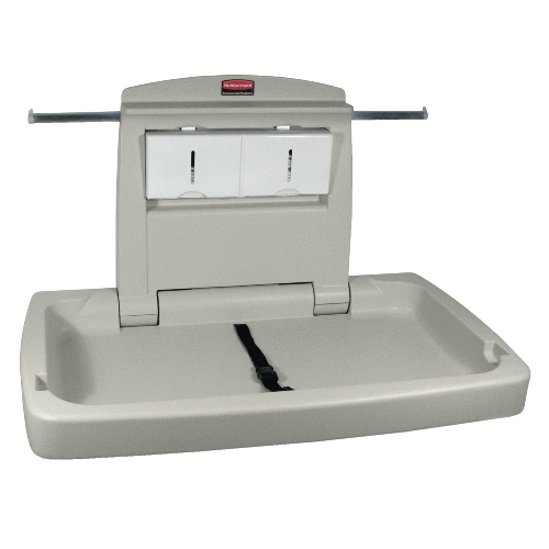 Picture of Rubbermaid Commercial Products RCP 7818-88 PLA Baby Changing Station Anti-Mic Horizontal - Light Platinum