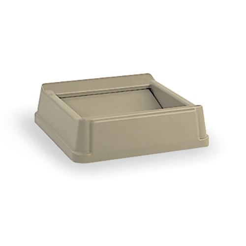 Rubbermaid Commercial Products RCP 2664 BEI Hands-Free Square Container with Topdown Swing Doors - Beige -  FG266400BEIG