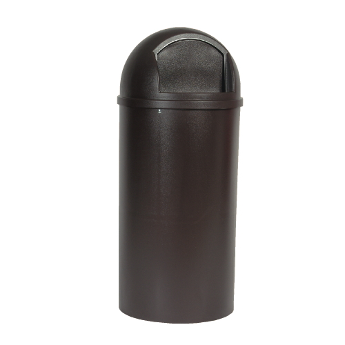 Rubbermaid Commercial Products RCP 8170-88 BRO 25 Gallon Dome Top Trash Receptacle with Hinged Door - Brown -  RUBBERMAID COMMERCIAL PROD.