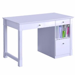 Picture of Walker Edison DW48D30WH Deluxe Solid Wood Desk - White