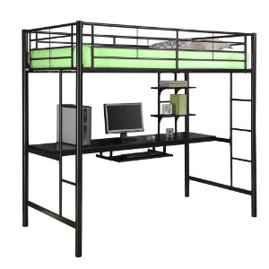 Walker Edison  Sunset Metal Twin/Workstation Bunk Bed - Black