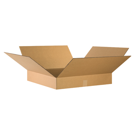 Flat Corrugated Boxes - Brown - 24 in. x 24 in. x 4 in. - Pack of 10 - Durable Kraft Material
