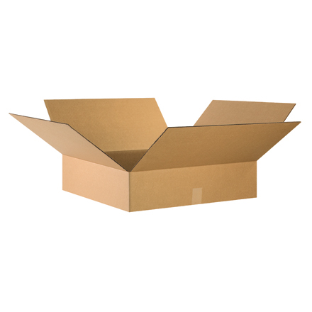 Flat Corrugated Boxes - Brown - 24 in. x 24 in. x 6 in. - Pack of 10 - Durable Kraft Material