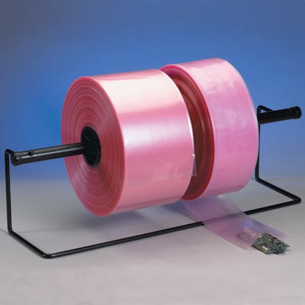 Anti Static Poly Tubing, 6"W x 1075'L, 4 Mil, Pink, 1 Roll