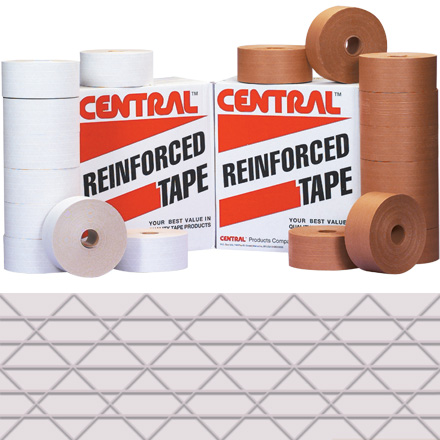Reinforced Packing Tape, 6.4 mil Thick, 72 mm W x 450 ft L, White, 10 PK