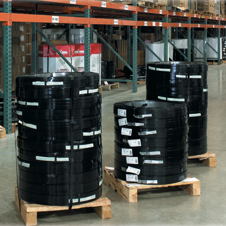 Steel Strapping, 1-1/4 in W, 0.025 in Thick, 940 ft L, 4,650 lb Break Strength, Steel