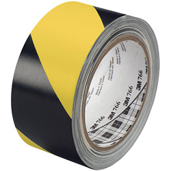 Picture of Box Partners T968766 3 in. x 36 yds. Black-Yellow 3M- 766 Striped Vinyl Tape