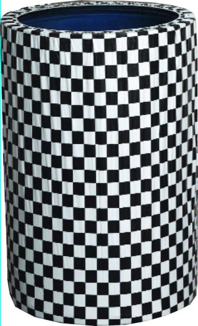 55 GALLON KWIK-CAN COVER-BLACK- WHITE CHECK- 50 PER CASE