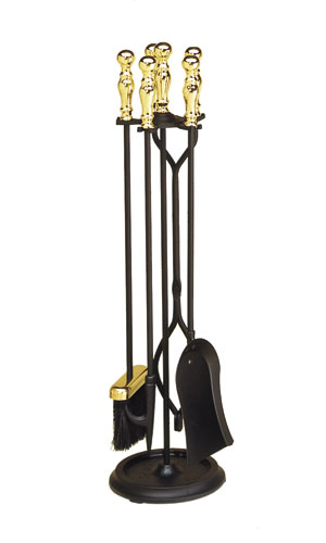 Picture of Minuteman X830941 30&quot;H - 4 Tool Fireplace Fireset Brass - Plated/Black 