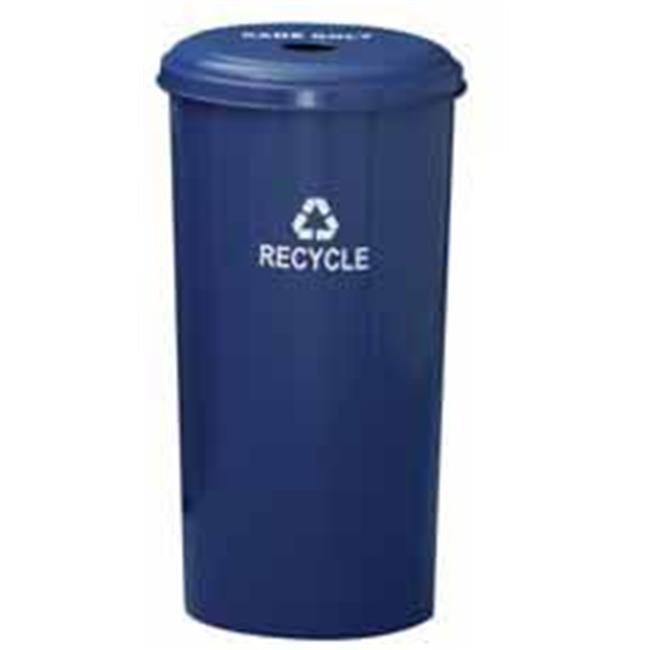 Witt Industries 10/1DTDB Tall round recycling wastebasket & top with 4 round ...