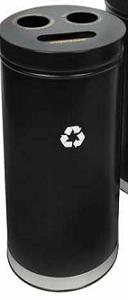 Recycling Unit - Black/Black - 15in. Diameter - 3 Liners