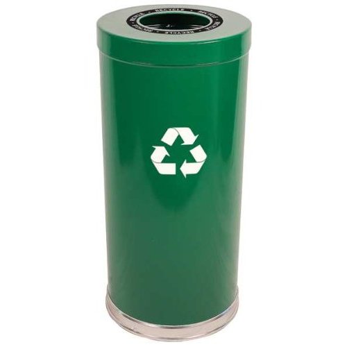Witt 18RTGN-1H 35 gal Multiple Materials Recycle Bin - Indoor, Decorative, Green, Steel, 1 Circular Opening