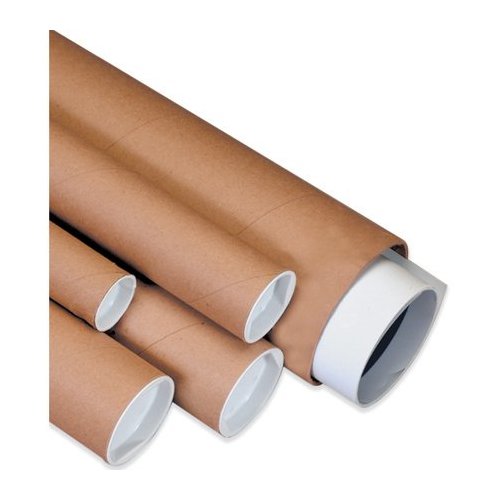 Mailing Tubes With Caps, 1-1/2" Dia. x 18"L, 0.06" Thick, Kraft, 50/Pack