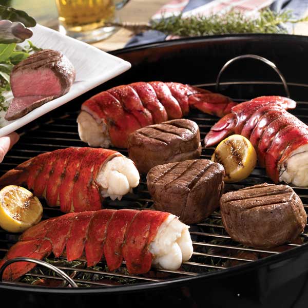 Picture of Lobster Gram M8FM8 EIGHT 8-10 OZ MAINE LOBSTER TAILS AND EIGHT 8 oz. FILET MIGNON STEAKS