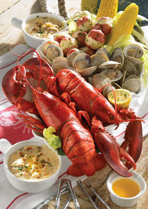 Picture of Lobster Gram MSGR3J MAINE SHORE CLAMBAKE GRAM DINNER FOR THREE WITH 2 LB LOBSTERS