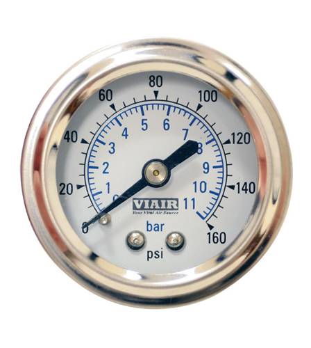 VIAIR 160 PSI Single Needle 1.5" Air Gauge White Face Accurate Reading (90084)