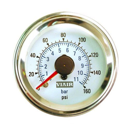 VIAIR 2 Inch Single Needle Air Gauge White Face Illuminated 160 PSI (90087)
