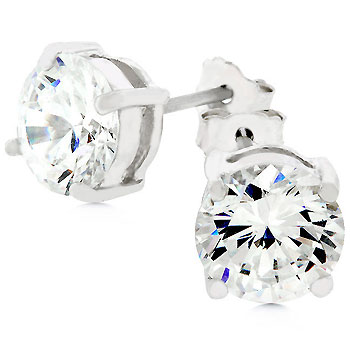 Picture of Kate Bissett E00244RS-C01 Genuine Rhodium Plated .925 Sterling Silver with 7mm Round Cut Clear CZ in Silvertone