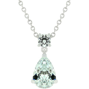Picture of Kate Bissett P20112R-C01 Genuine Rhodium Plated Chandelier Pendant With a Pear Cut Clear CZ Hanging From a Round Cut Clear CZ in Silvertone